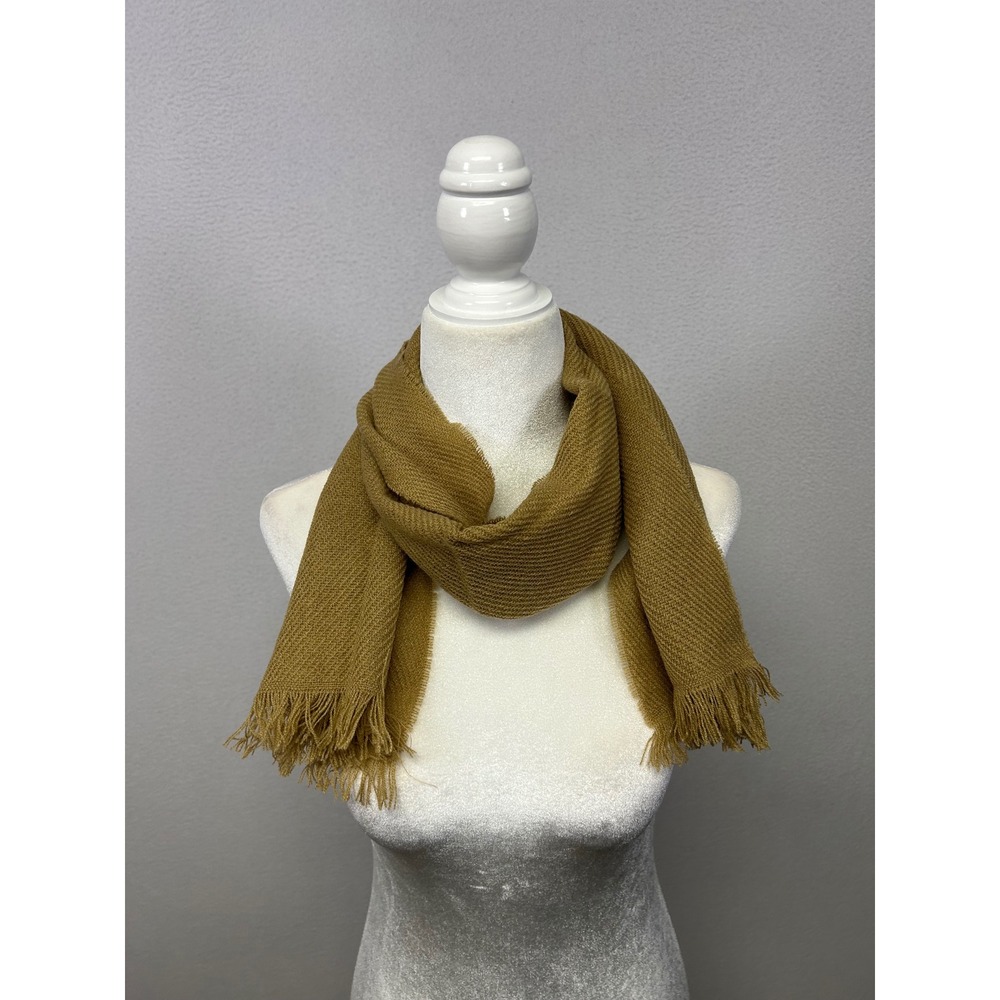 Classic Minimalist Royal-Scot Unisex OS Mustard Yellow Fringed Woven Scarf